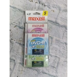 Maxell 5-Pack Mini Color DVD-R Video Disc Camcorder Media 1.4 GB 30 Min New R1